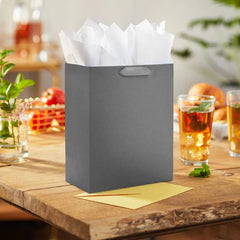 9.6" Solid Gray Medium Gift Bag