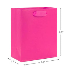 6.5" Solid Hot Pink Small Gift Bag