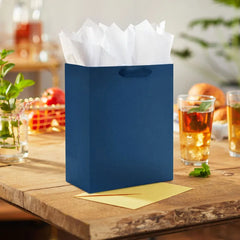9.6" Solid Navy Blue Medium Gift Bag
