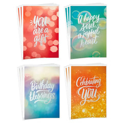 Sparkling Wishes Boxed Blank Birthday Cards Assortment, Pack of 12