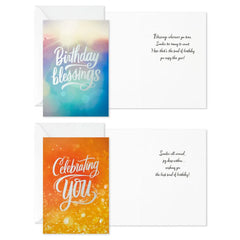 Sparkling Wishes Boxed Blank Birthday Cards Assortment, Pack of 12