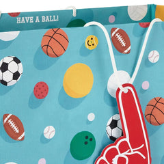 15" Sports Balls on Blue Extra-Deep Birthday Gift Bag