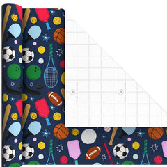 Sporty 3-Pack Wrapping Paper Mini Roll Bundle, 60 sq. ft. total