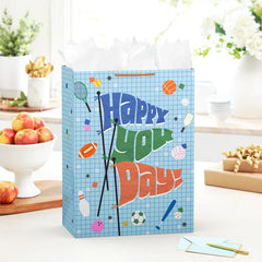 20" Happy You Day Pennants and Sports Icons Jumbo Gift Bag