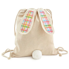 10" Spring Plaid Canvas Easter Bunny Gift Bag