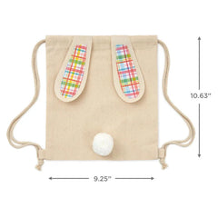 10" Spring Plaid Canvas Easter Bunny Gift Bag