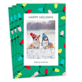 Bold String Lights Flat Holiday Photo Card