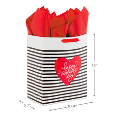 13" Stripes and Red Truck 2-Pack Large Valentine's Day Gift Bags With Tissue Paper