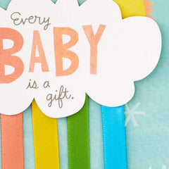 Sun and Cloud With Rainbow Streamers New Baby Card