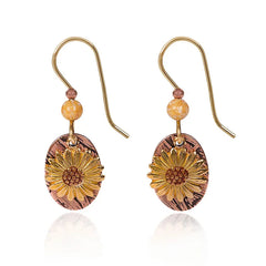 Silver Forest Sunflower Mixed Metal Drop Earrings
