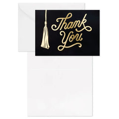 Black and Gold Tassel Blank Graduation Thank-You Notes, Pack of 40