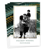Elegant Evergreen Marble Flat Holiday Photo Card