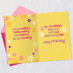 Laughing, Exploring, Dreaming 2nd Birthday Card for Girls