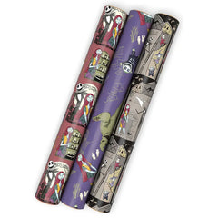 Disney Tim Burton's The Nightmare Before Christmas 3-Pack Wrapping Paper Mini Roll Bundle, 45 sq. ft. total