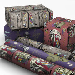 Disney Tim Burton's The Nightmare Before Christmas 3-Pack Wrapping Paper Mini Roll Bundle, 45 sq. ft. total