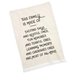 This Family Tan Fringed Tea Towel, 18x26