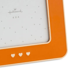 Three Hearts Orange Enamel Picture Frame, 4x4