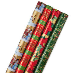 Traditional Christmas 4-Pack Reversible Wrapping Paper Rolls, 150 sq. ft.