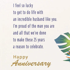 Tropical Leaves 25th Anniversary Card for Husband