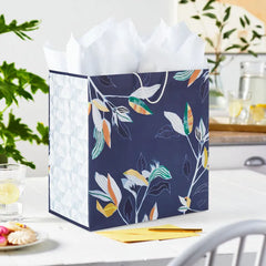 15" Tropical Stems on Navy Extra-Deep Gift Bag