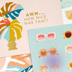 Tropical Style Assorted Blank Note Cards in Caddy, Pack of 40