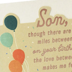 Love Makes the Miles Seem Close Birthday Card for Son
