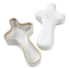 Trust in the Lord Cross-Shaped Lidded Trinket Dish