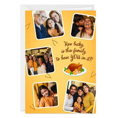 Lucky Family Photo Collage Custom Thanksgiving Card