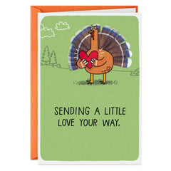 Turkey Sending a Little Love Thanksgiving Card