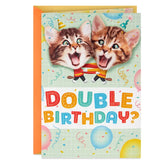 Kittens Kids Double Birthday for Twins Card