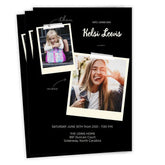 Black Then and Now Flat Graduation Party Invitation