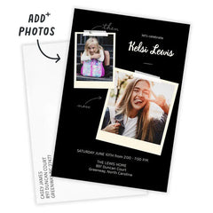 Black Then and Now Flat Graduation Party Invitation