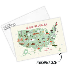 Greetings from US Map Flat Holiday Photo Card