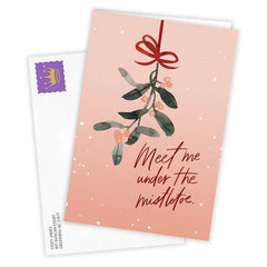 Meet Under the Mistletoe Romantic Custom Christmas Card