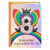Go Over the Top Unicorn Cat 8th Birthday Card With Decal