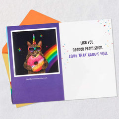 Go Over the Top Unicorn Cat 8th Birthday Card With Decal