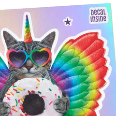 Go Over the Top Unicorn Cat 8th Birthday Card With Decal