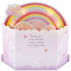 Unicorn Rainbow Musical 3D Pop-Up Birthday Card With Light