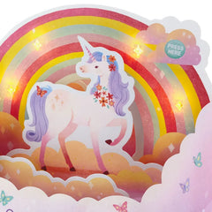 Unicorn Rainbow Musical 3D Pop-Up Birthday Card With Light