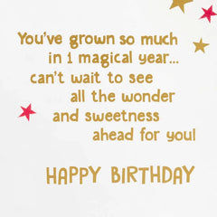 Unicorn and Rainbow First Birthday Card