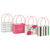 4" Pink Garden Floral Mini Horizontal Gift Bag Bundle