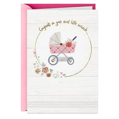 Sweet Little Miracle, Big Love New Baby Girl Card