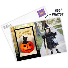 Vintage Black Cat Custom Halloween Card