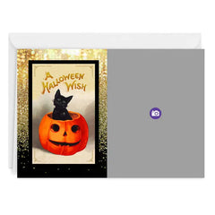 Vintage Black Cat Custom Halloween Card