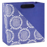 13" Blue Diagonal and Lace Large Gift Bag