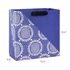 13" Blue Diagonal and Lace Large Gift Bag