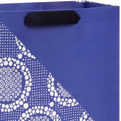 13" Blue Diagonal and Lace Large Gift Bag