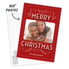 Vintage Lettering Flat Christmas Photo Card
