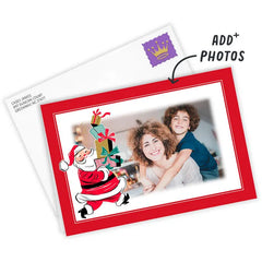 Vintage Santa With Gifts Custom Christmas Card