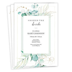 Watercolor Eucalyptus Bridal Shower Invitation